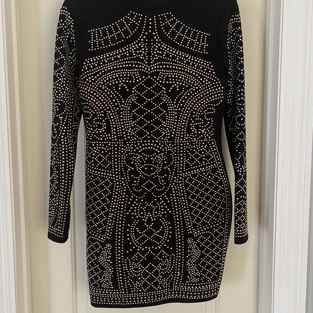 Banjul Black and Gold Embellished Bodycon Dress